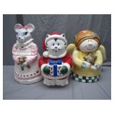 3 Ceramic Holiday-Themed Cookie Jars