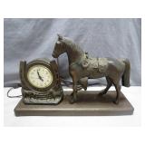 Metal Horse Figurine Accent Clock