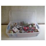Clear Bin of Christmas Decorations