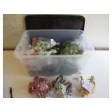 Plastic Bin With Silk Floral Arrangements