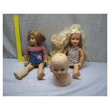 Trio of Dolls With Detached Composition Head