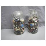 2 Glass Jars Brimming with Buttons