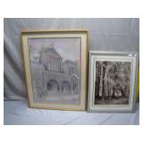 Framed Architectural Art and Forest Scene Prints