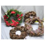Four Decorative Holiday Wreaths