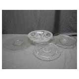 Four Clear Glass Serving Platters