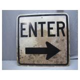 Metal Enter Sign With Arrow