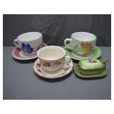 Cups, Saucers, and Condiment Dish Set