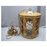 1970ï¿½s Rattan Hanging Light Fixture With Chain