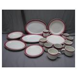 Homer Laughlin Red-Banded Tableware Set