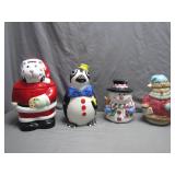 4 Holiday Cookie Jars by Various Makers