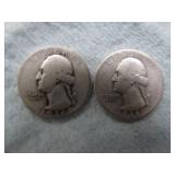 (2) 1936 Washington Silver Quarters