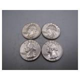 (4) 1964 Washington Silver Quarters
