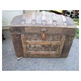 Large Wooden and Metal Storage Trunk