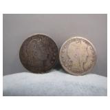 1898 & 1900 Barber Silver Quarters