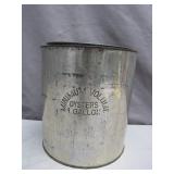 One-Gallon Oyster Tin with Embossed Lettering