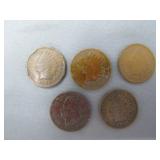 5 Indian Head Pennies (1902-1907)
