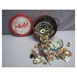 Costume Jewelry in Decorative Tin