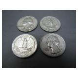 (4) 1964 Washington Silver Quarters