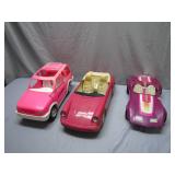 3 Barbie Cars in Pink and Purple