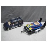 1:24 Scale SUV and Hot Rod With Trailer Set