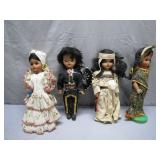 4 Traditional Dolls in Cultural Attire