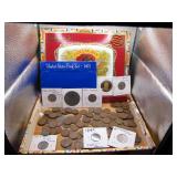 Cigar Box of Vntg US Coins & Currency