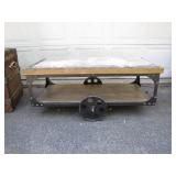Industrial Cart With Marble Tabletop