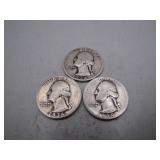1934, 1936 & 1939 Silver Washington Quarters