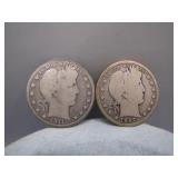 1907-D & 1911 Barber Silver Half Dollars