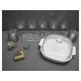 CorningWare Dish With Glass Lids and Kitchen Items