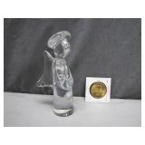 Lead Crystal Angel and Eisenhower Coin Pair