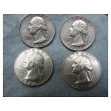 (4) 1964 Washington Silver Quarters