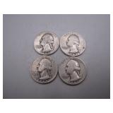 1942, 1943-S, 1946, 1947-D Washington Quarters