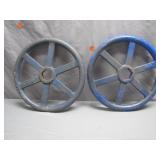 Two Industrial Metal Handwheels