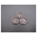1940-D, 1943, 1944 Mercury Silver Dimes