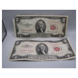 1953 B & C Series Red Seal $2 Bills