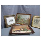 Four Framed Artworks With Various Signatures