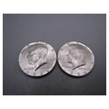 Pair of 1966 Kennedy Half Dollars, 40% Silver