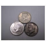1965, 1966 & 1968-D Kennedy Half Dollars