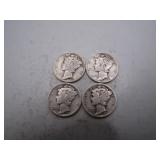 (2) 1935 & (2) 1937 Mercury Silver Dimes