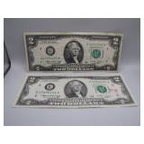 Pair of 1976 Series $2.00 Bills