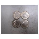 (4) 1964 Roosevelt Silver Dimes, 2 "D" Mints