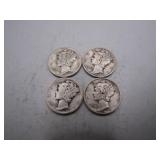 1940, 1940-S, 1941-S & 1941-D Mercury Silver Dimes