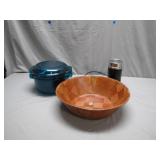 Mid-Century Kitchenware Lot with Wood Bowl