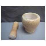 Stone Mortar and Pestle with Marbled Finish