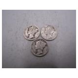 (3) 1920 Mercury Silver Dimes