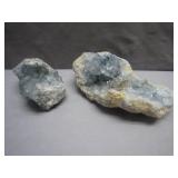 Celestite Crystal Cluster Set, Two Pieces