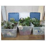 3 Bins of Artificial Floral Arrangements