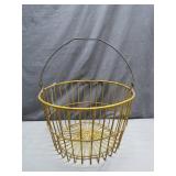 Vintage Yellow Wire Egg Basket