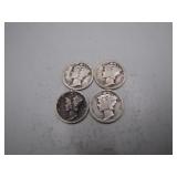 1922, 1923 & (2) 1928 Silver Mercury Dimes